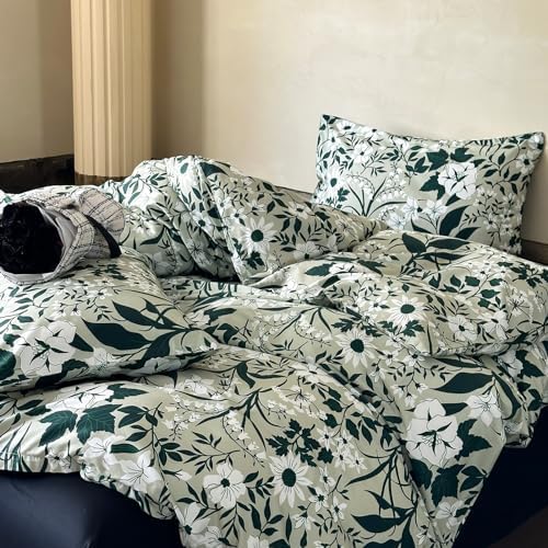 Helthep Green Floral Twin XL Duvet Cover Set 1