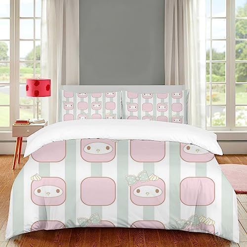 DIEZ Girls Cute 3D Printed Anime Bedding Set 3 Pieces