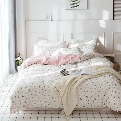 VClife Pink Floral Duvet Cover Set 3 Piece