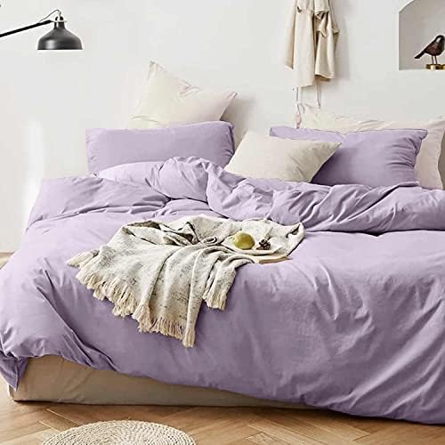 ETDIFFE Light Purple Duvet Cover Set Queen Size 3PC