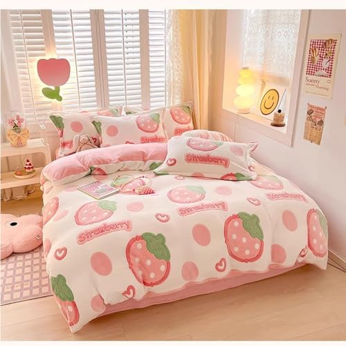 Thickened Super Soft Strawberry Kids Duvet Cover Set