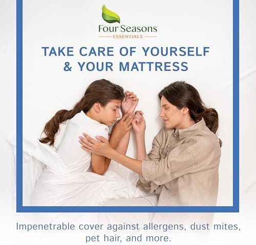 Four Seasons Essentials Queen Mattress Protector 8-11 Deep Zippered Waterproof Encasement