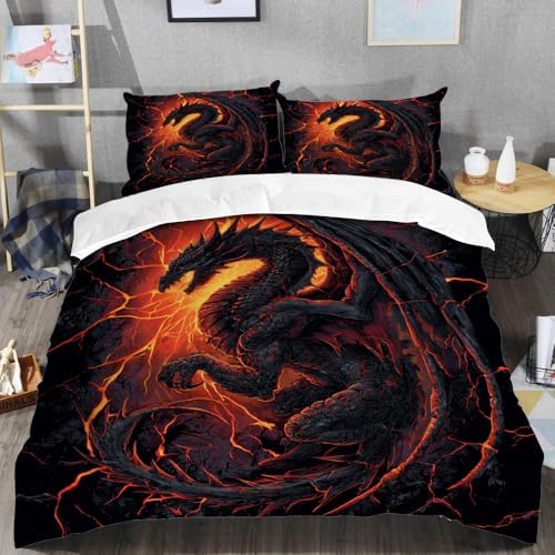PREAUREUM Dragon Duvet Cover Set Twin Size 1