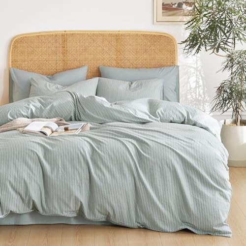 Wake In Cloud Striped Cotton Duvet Cover Set Queen Size 1