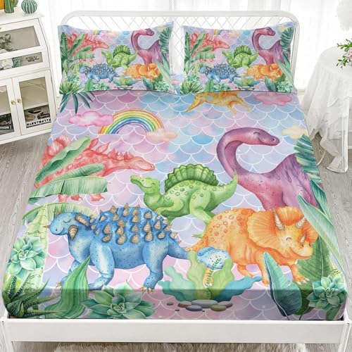 Rainbow Dinosaur Kids 4Pcs Bedding Set