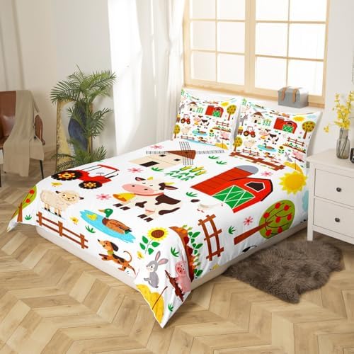 Feelyou Cartoon Tractor Duvet Cover Set Twin Size