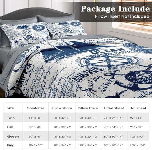 Pamnest Queen Comforter Set with Nautical Anchor Design
