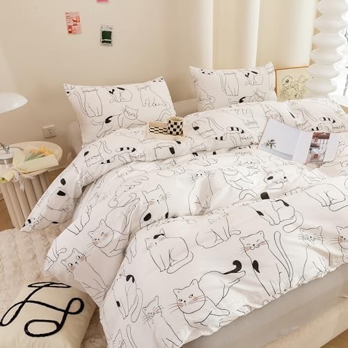 ECOCOTT Duvet Cover Set 3 Pcs Cartoon Cats Print