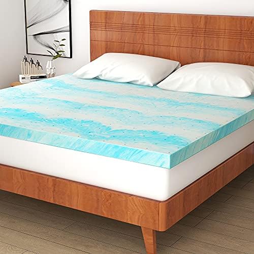 IULULU 2 Inch Gel Memory Foam Mattress Topper Blue