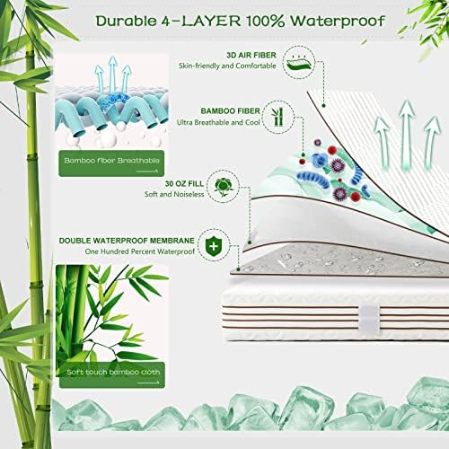 GRT King Waterproof Mattress Protector with Cooling Rayon Bamboo