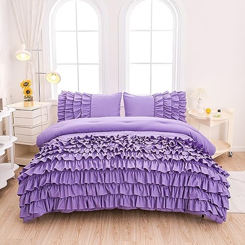 MWMWMW 5 Pcs Purple Comforter Set for Girls Twin