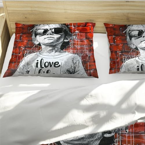 HOBBOY Street Graffiti Duvet Cover Set 3pc for Kids Bedroom