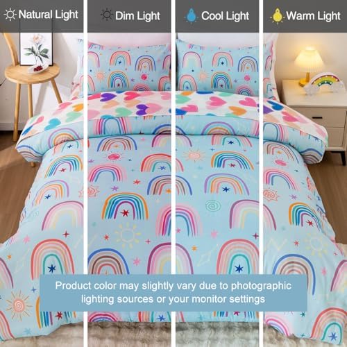 Holawakaka Boho Rainbow Comforter Set with Sheets - Twin Size
