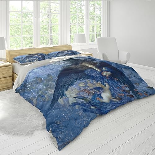 Blue Dreamy Duvet Cover Set 3 Piece Fairy Child Print Twin XL