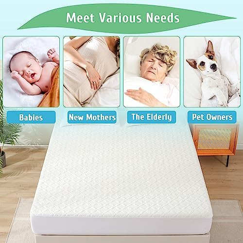 Lunsing Waterproof Full Mattress Protector with 6-16 in Deep Pockets