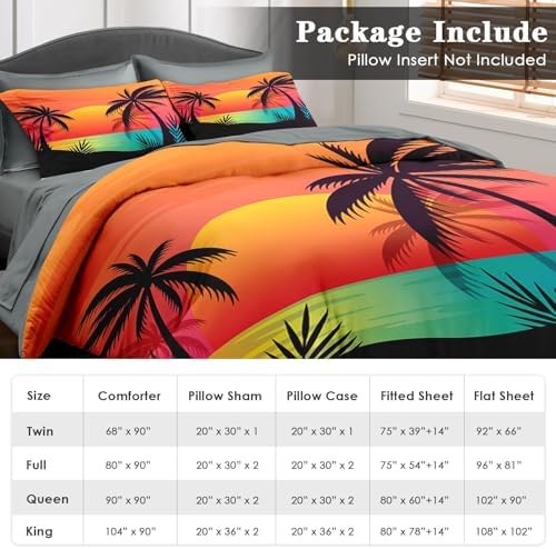 Pamnest Comforter Set Twin Size Beach Sunset Pattern