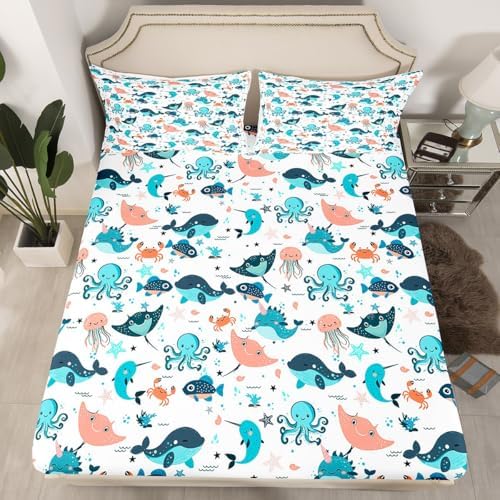 Erosebridal Whale Bed Sheet Set for Kids