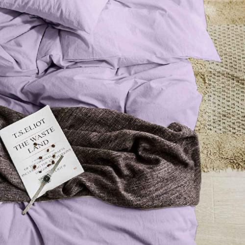 ETDIFFE Light Purple Duvet Cover Set Queen Size 3PC