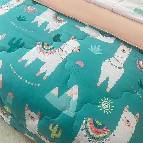 Wajade Kids Llama Comforter Set 7 Piece Green