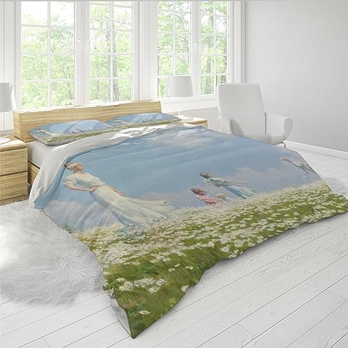 HOBBOY Blue Sky White Daisy Duvet Cover Set 3 Piece Twin XL