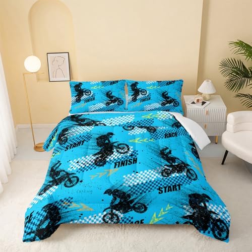 QOOMO Dirt Bike 3D Quilt Set for Kids