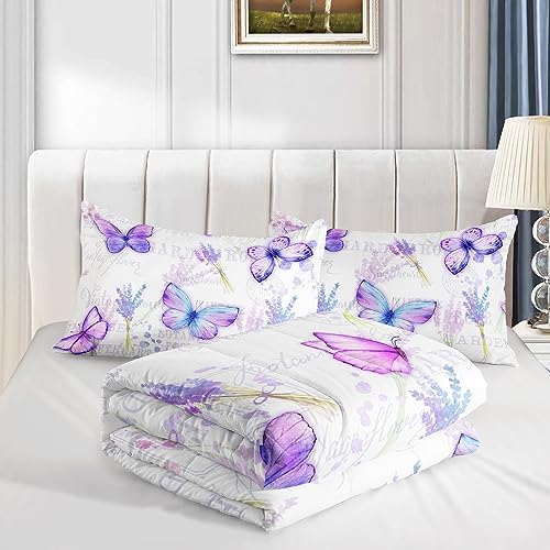 Butterfly Comforter Set Twin Size Lavender