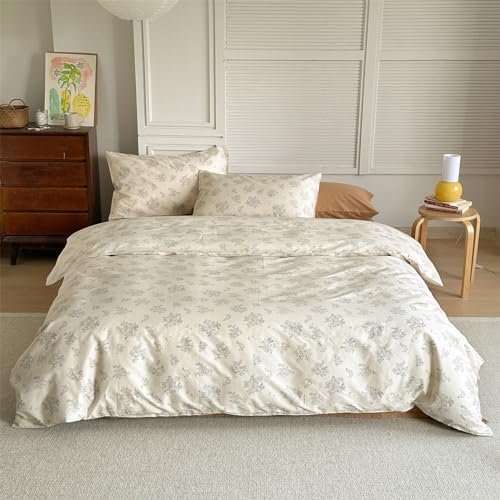 White Floral Twin Duvet Cover Set with Pillow Cases 1
