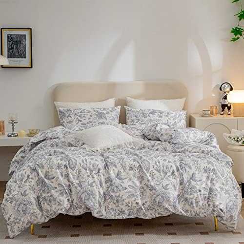 CottonLife King Size Duvet Cover Set with Flower Pattern