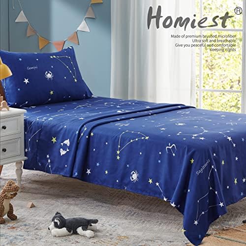Homiest 4pcs Constellation Microfiber Sheet Set Navy Blue 1
