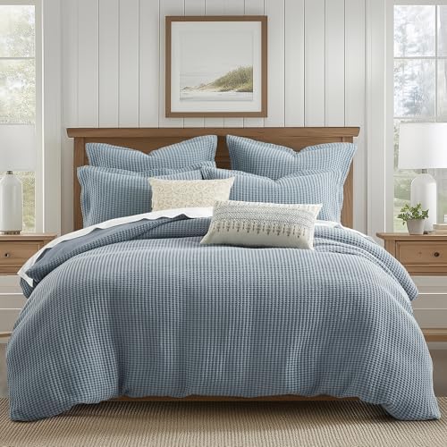 Levtex Home - Mills Waffle Slate Blue Duvet Cover Set Twin