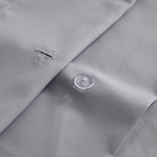 Mellanni Duvet Cover Set - Queen Size Light Gray 5 PC