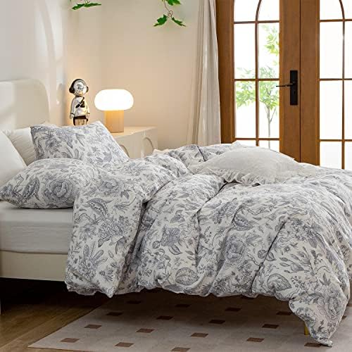 CottonLife King Size Duvet Cover Set with Flower Pattern