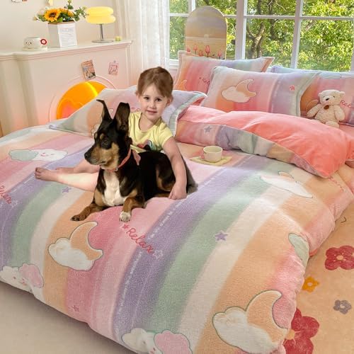 CinYana Rainbow Duvet Cover Set Twin Size 1