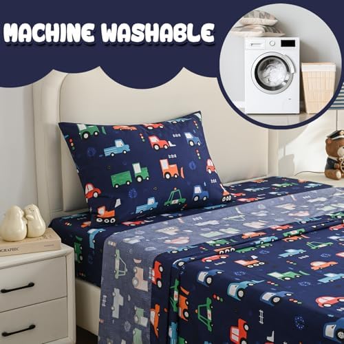 Yibeizi Car Full Size Sheet Set for Boys