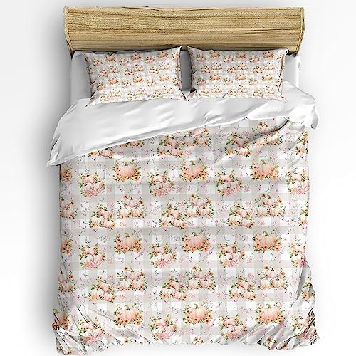 LooPoP Pink Pumpkin Duvet Cover Set 3PCS California King