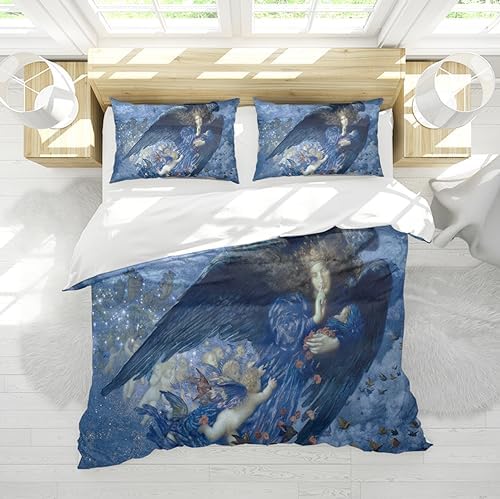 Blue Dreamy Duvet Cover Set 3 Piece Fairy Child Print Twin XL