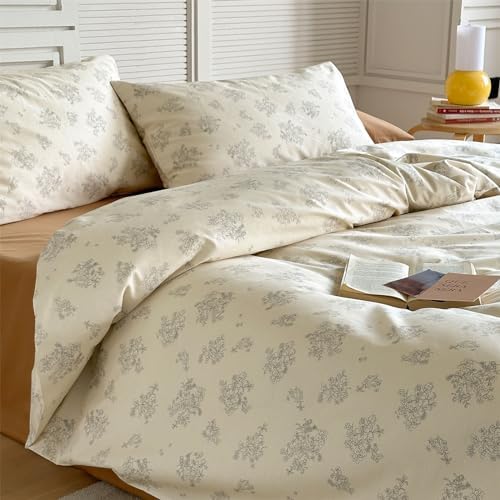 White Floral Twin Duvet Cover Set with Pillow Cases 1