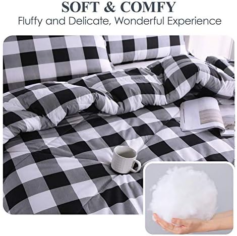Andency Black Plaid Comforter Set Twin Size 2 Pieces