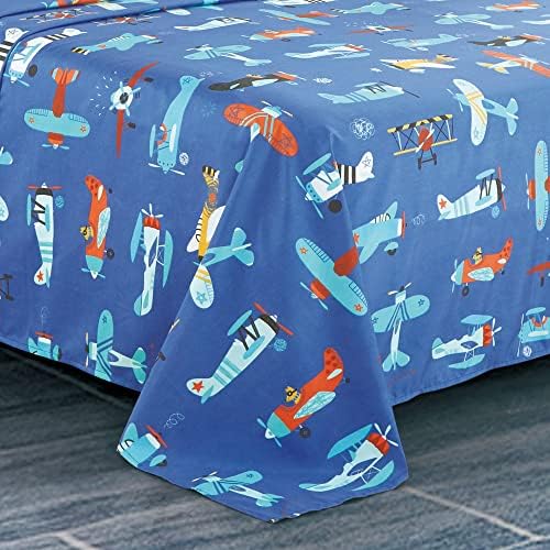 WPM Airplane Blue Sky Kids Bedding 3 Piece Twin Set