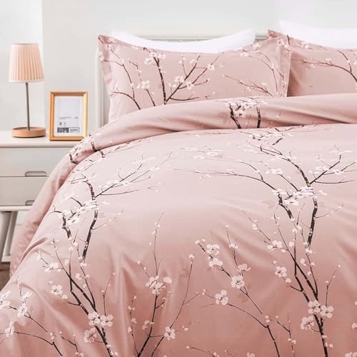 WONGS BEDDING Pink Floral Duvet Cover Set Twin