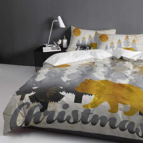 LooPoP Christmas Comforter Sets California King Bear Tree Bedding