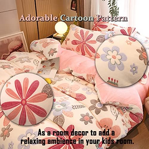 MorroMorn Pink Floral Duvet Cover Set for Girls