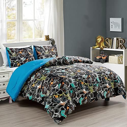 Chezmoi Collection Monster Truck Comforter Set Twin Size 3-Piece