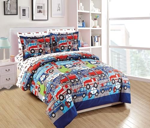 Kids Fire Fighter Comforter Set with Shams and Sheet