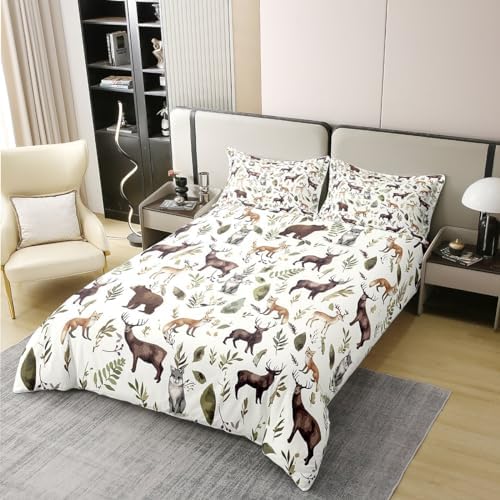 Feelyou Duvet Cover Set Woodland Pattern 100 Cotton