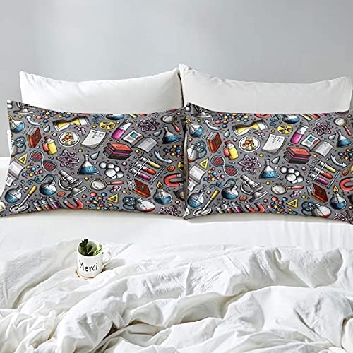 Erosebridal Chemistry Lab Duvet Cover Set Twin Size 2Pcs Gray