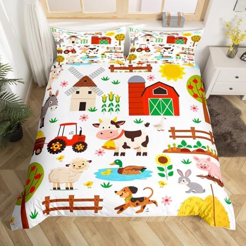 Feelyou Cartoon Tractor Duvet Cover Set Twin Size