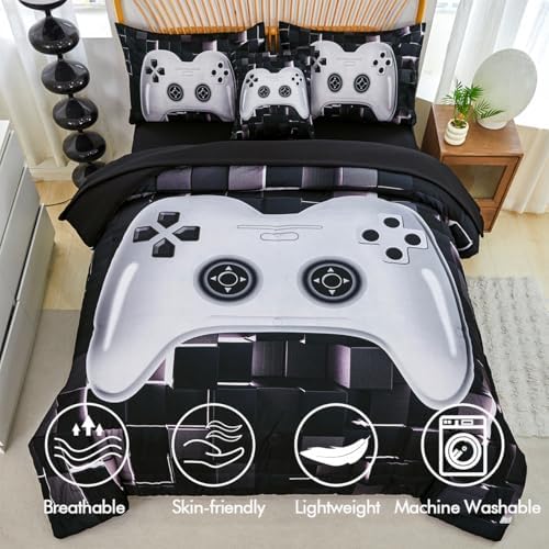 PERFEMET 6 Pcs Gamer Comforter Set Twin Size