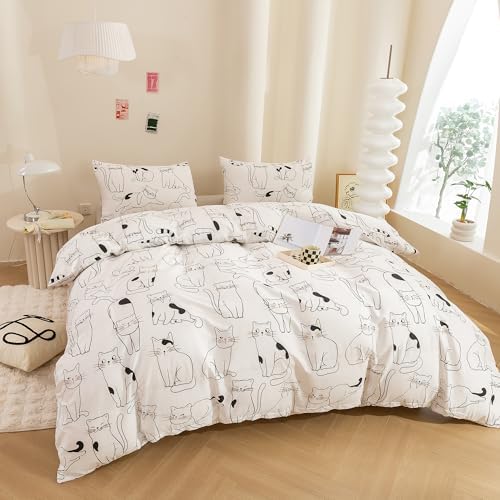 ECOCOTT Duvet Cover Set 3 Pcs Cartoon Cats Print