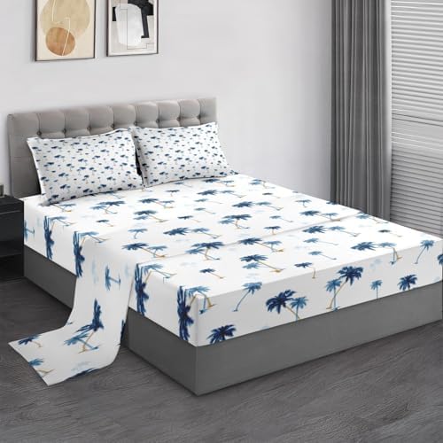 Pamnest Full Size Microfiber Bed Sheet Set with Tropical Design